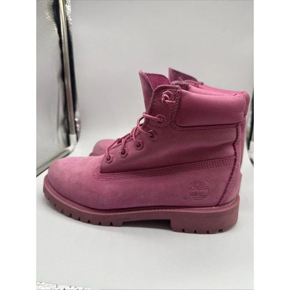 Timberland Premium Boots Unisex Pink Leather Waterproof Boots Size M/5.5 W/7
